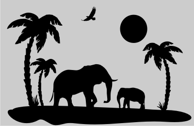 African Tattoos on Wandtattoo Elefanten Landschaft Afrika Indien Palmen 01   Ebay